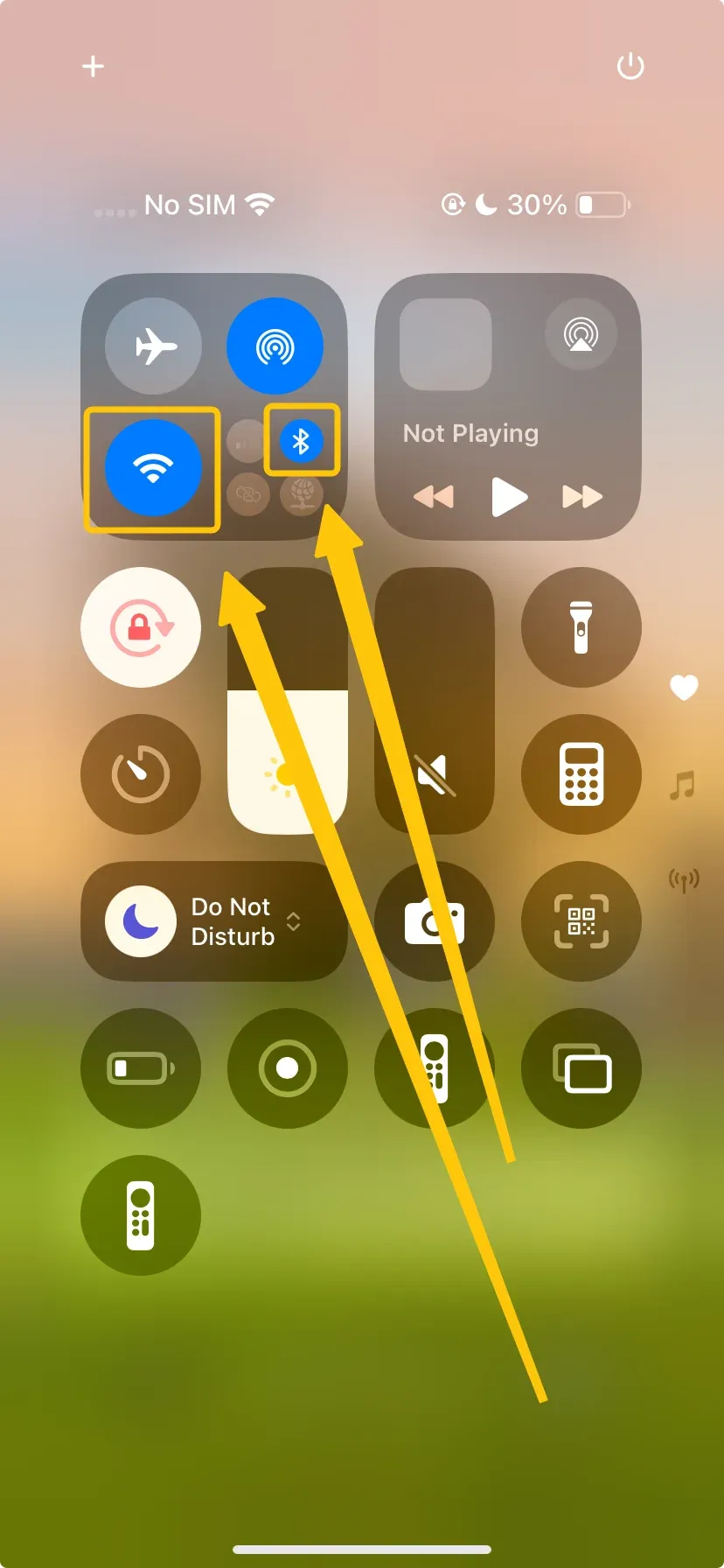 WiFi and Bluetooth in Control Center
