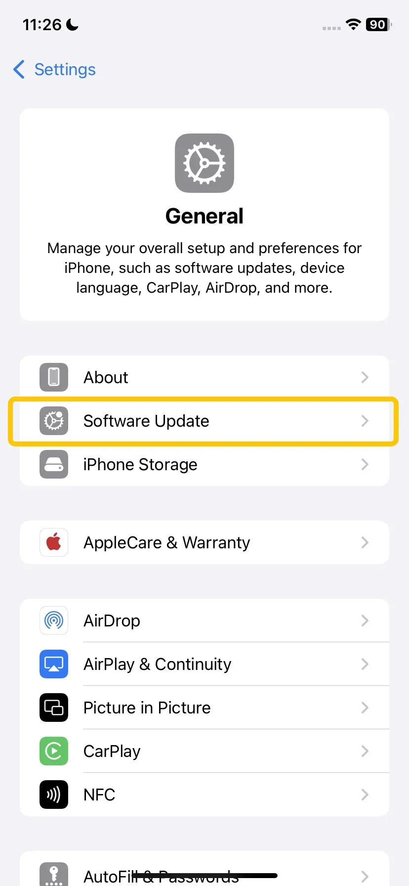 Software Update on iPhone