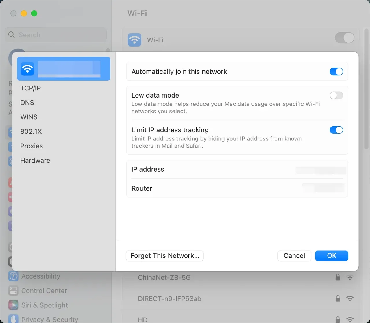 forget Mac's network