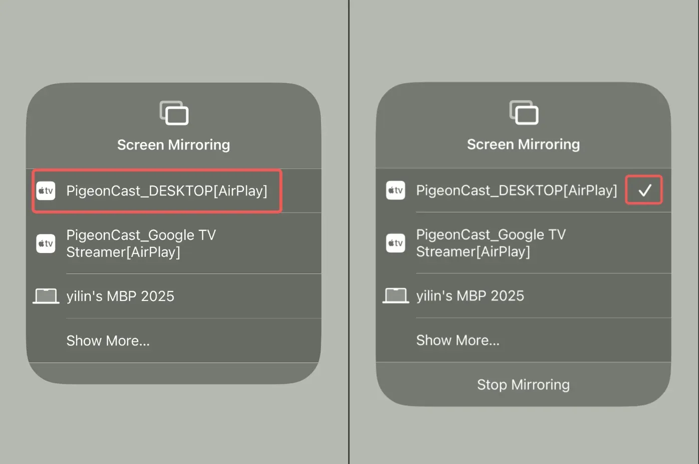 Seleccione el dispositivo para conectarse con el iPhone