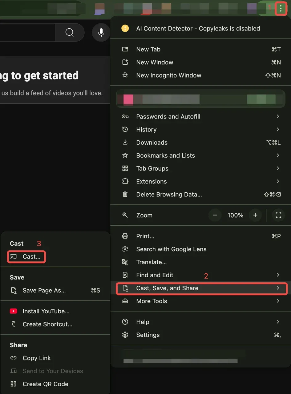 enable Cast from Chrome's Settings menu