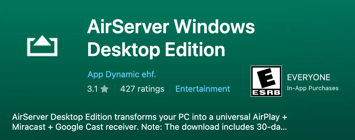 AirServer on Microsoft Store