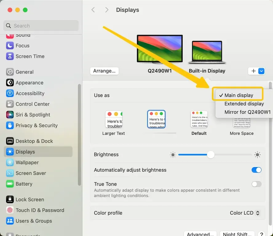 the two mirroring options on Mac