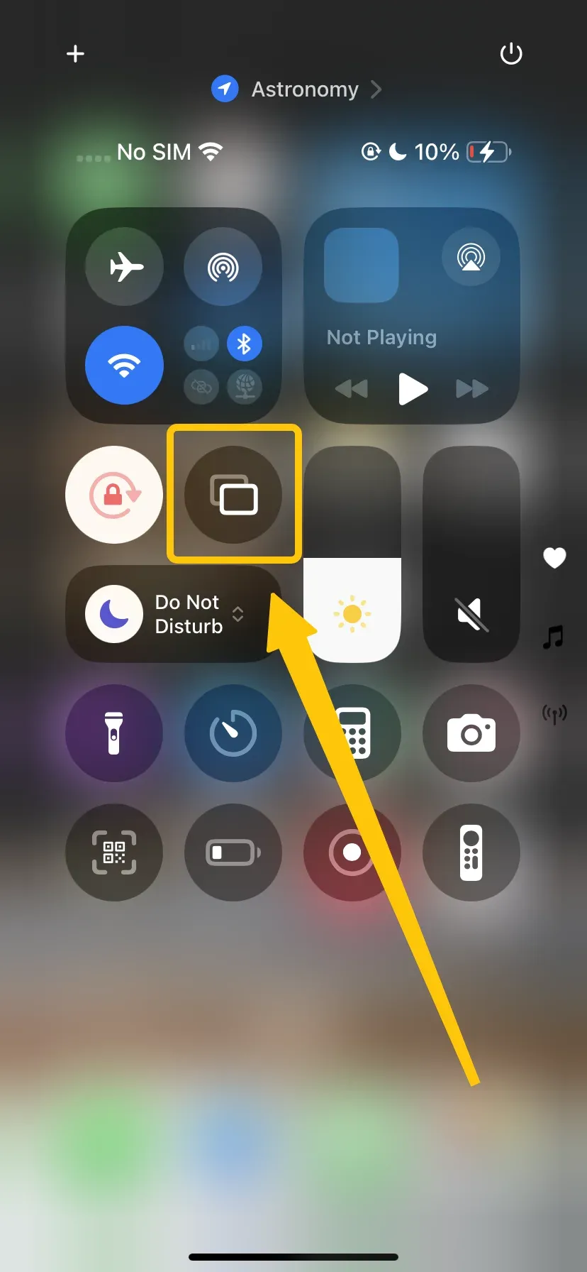 Screen Mirroring in Control Center