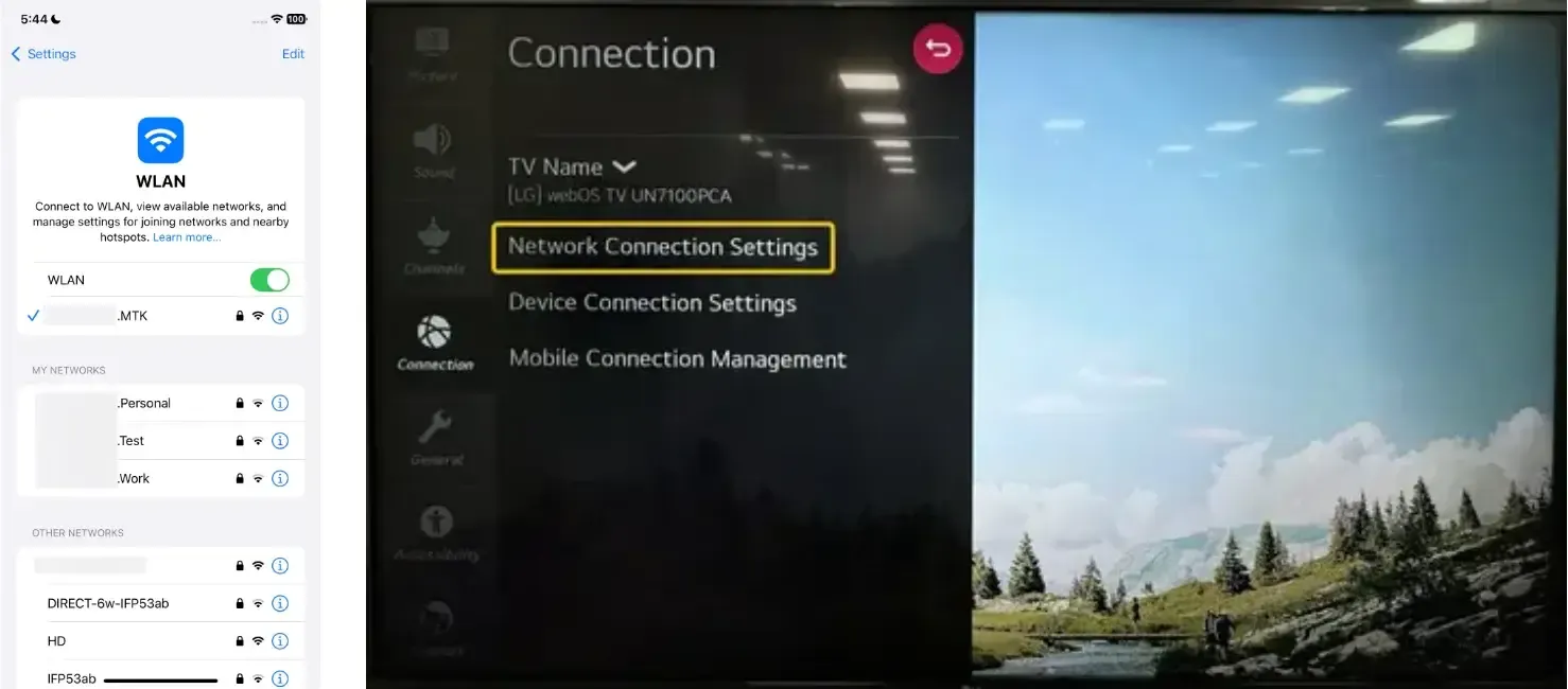 iPhone and LG TV WiFi connection