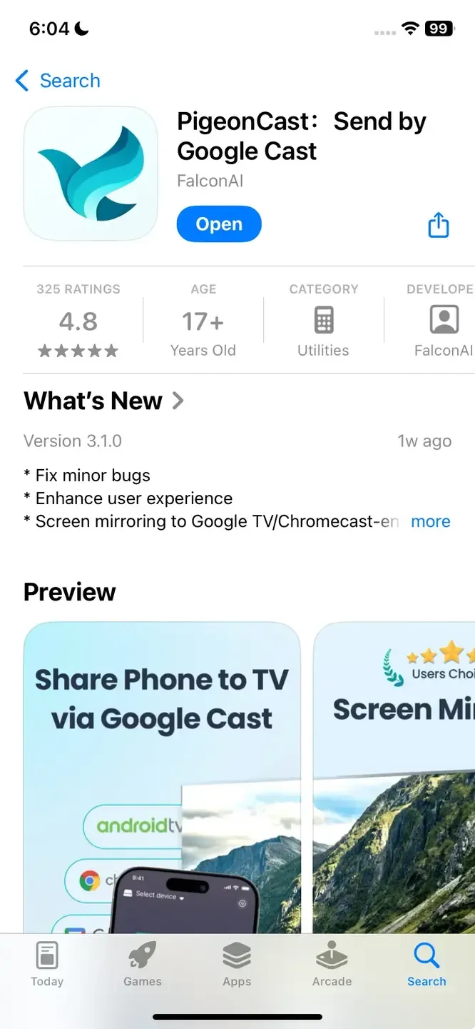 PigeonCast in the App Store