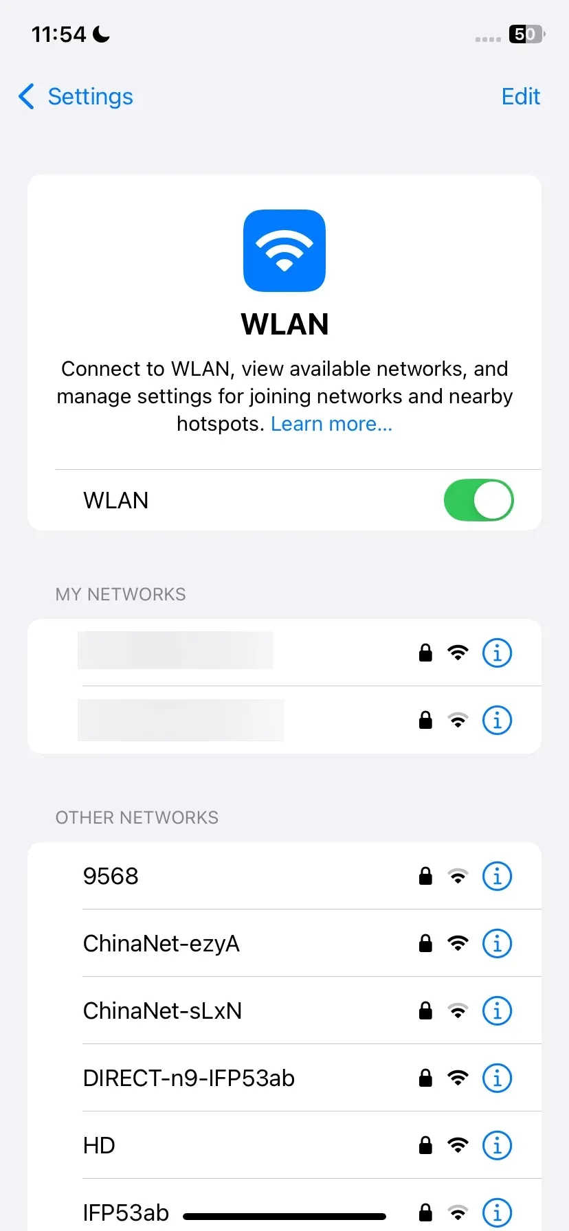 WiFi settings