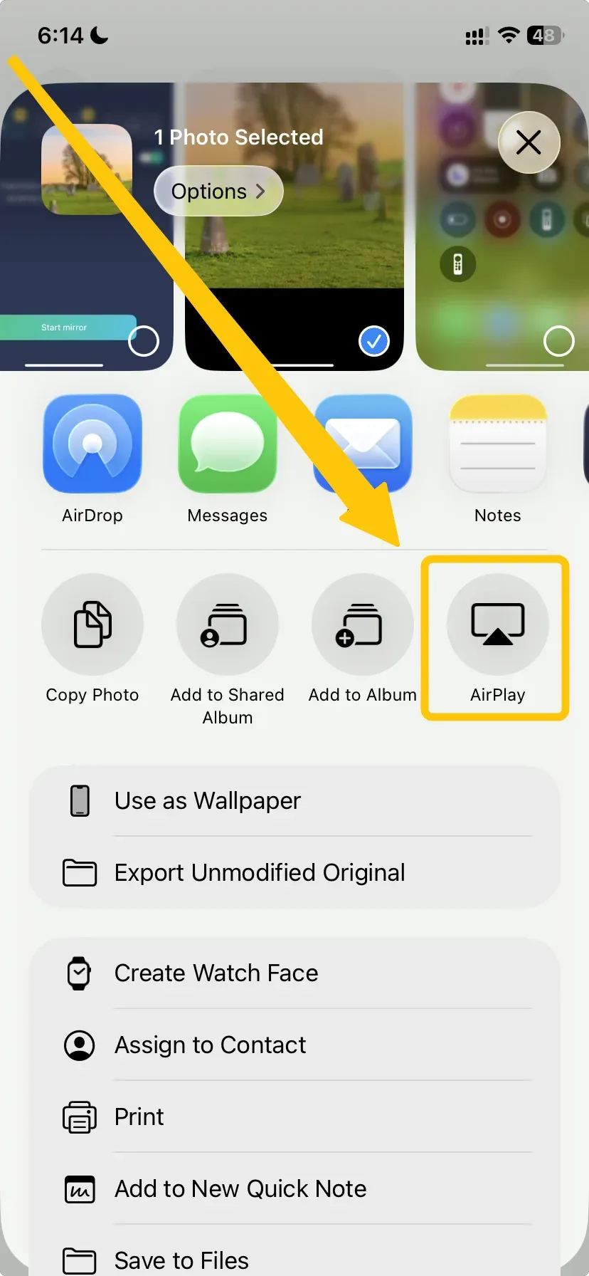 AirPlay button in photos app