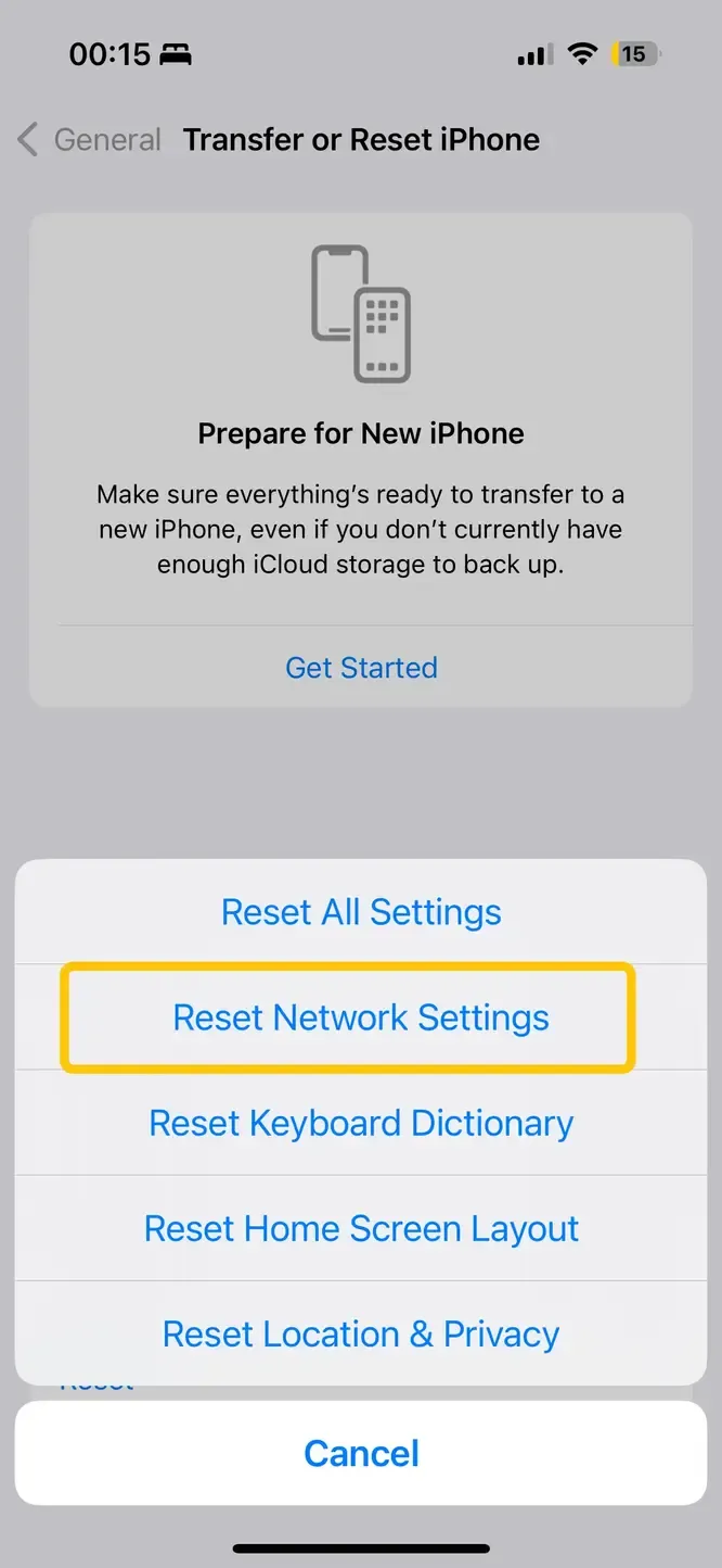Reset Network Settings