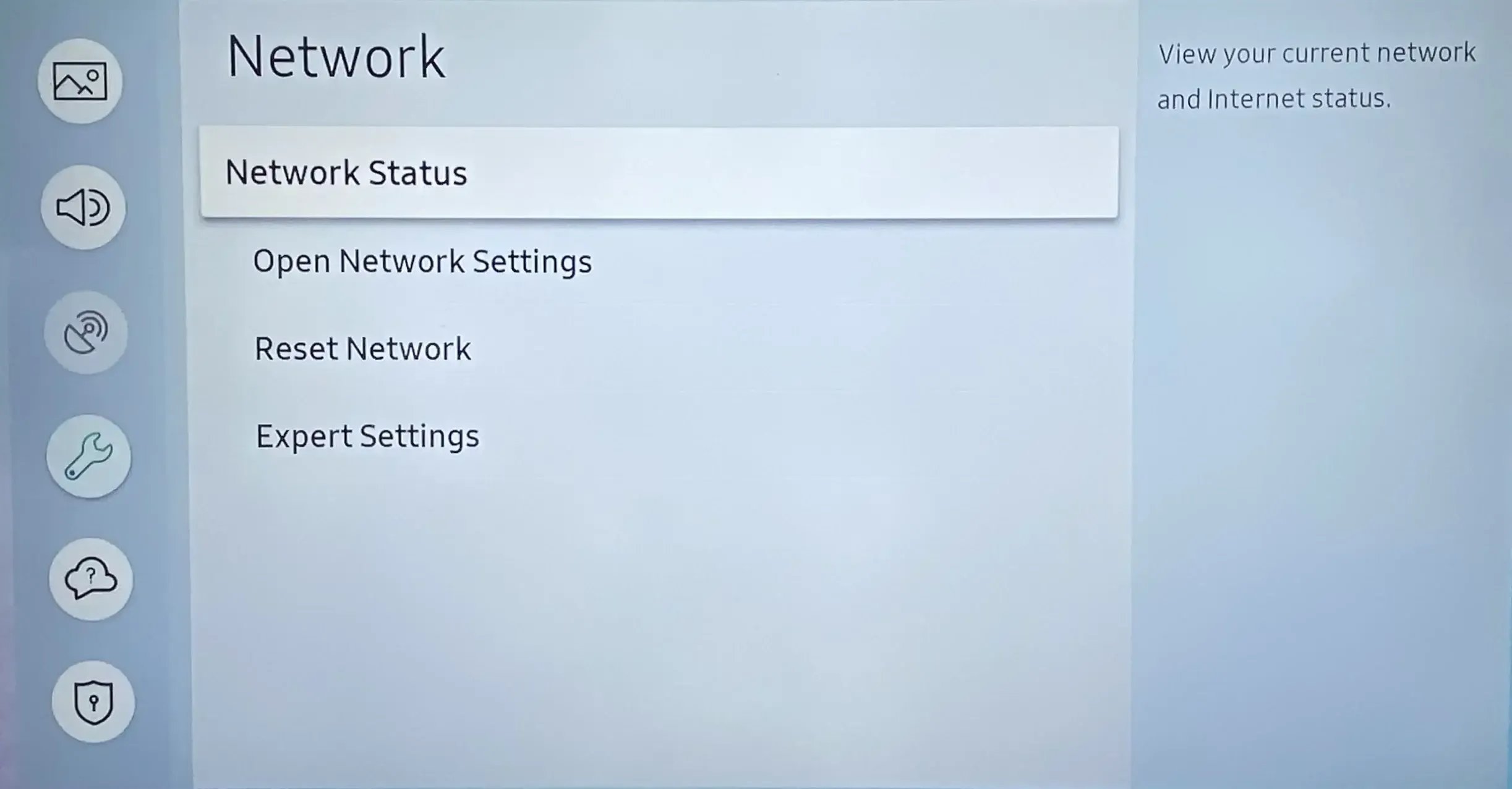 Network Status on Samsung TV