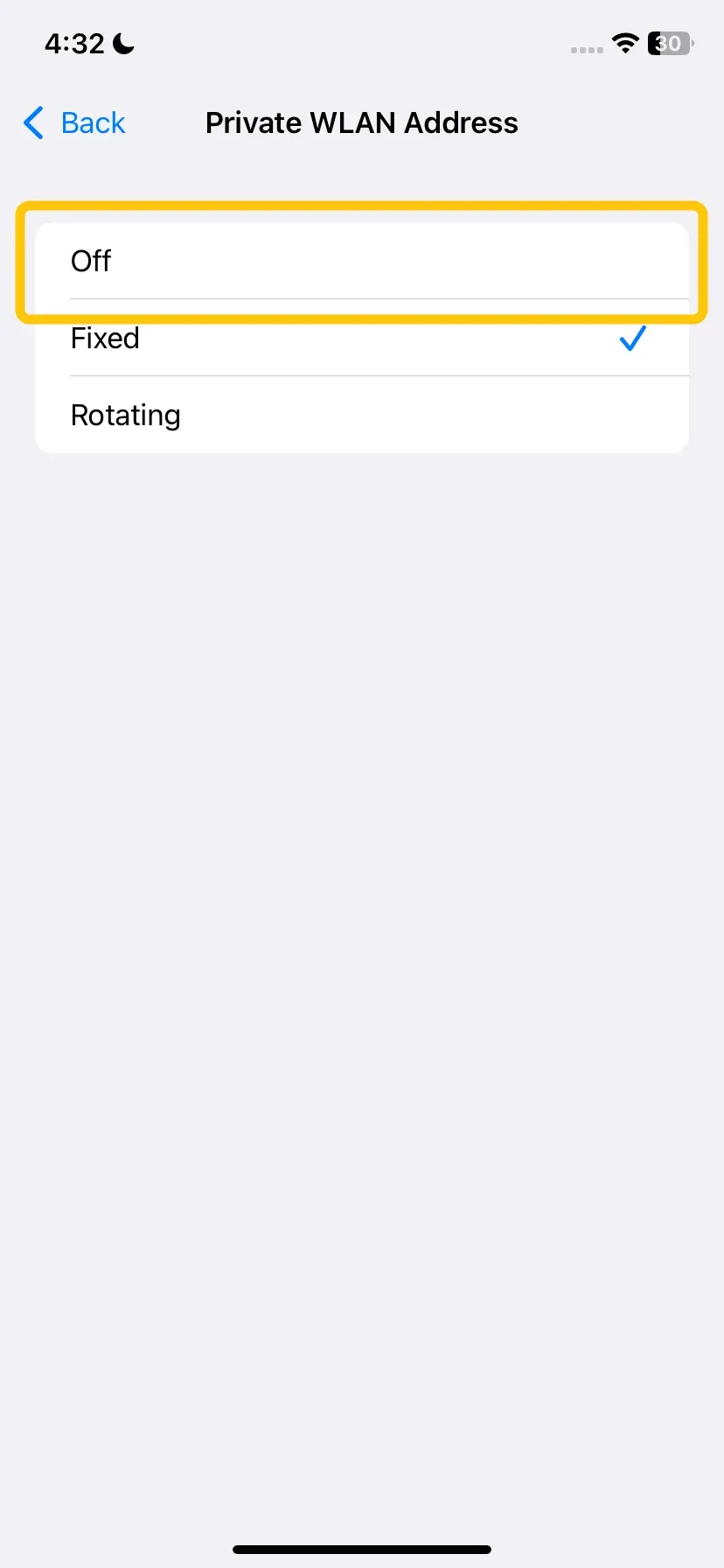 Private Wi-Fi Address on iPhone