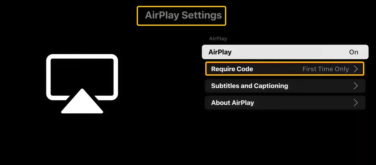 Require code option on Samsung TV