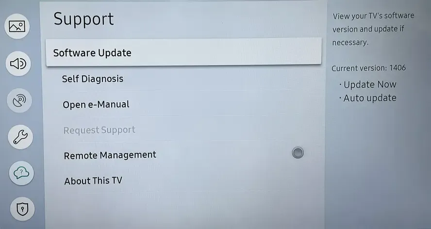 Software Update on Samsung TV