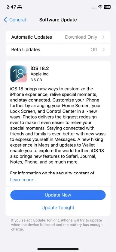 Software Update on iPhone