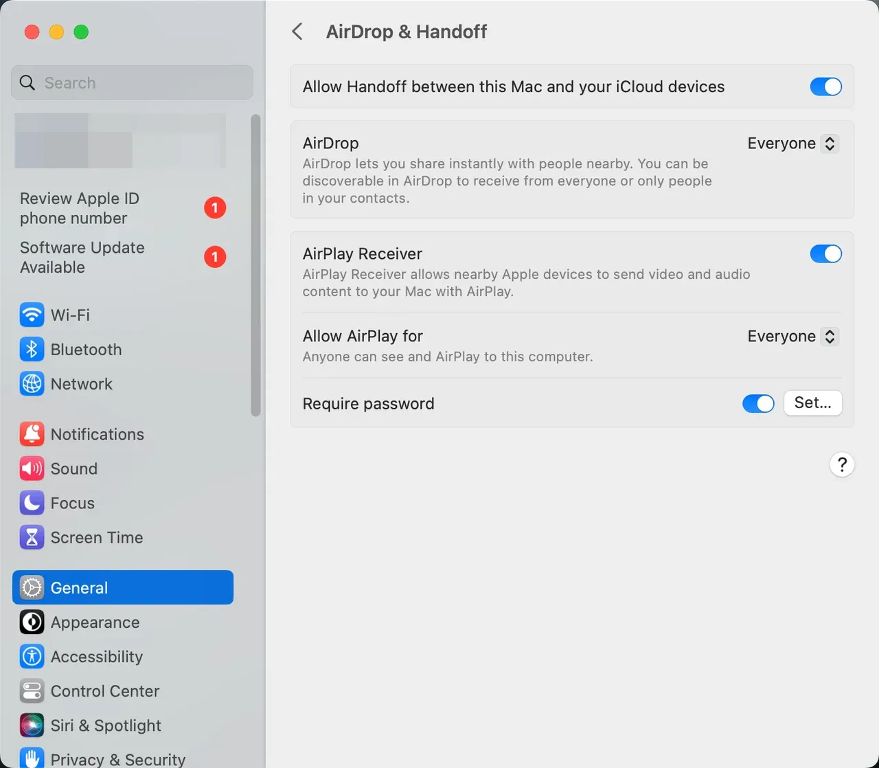 enable AirPlay receiver on MacBook