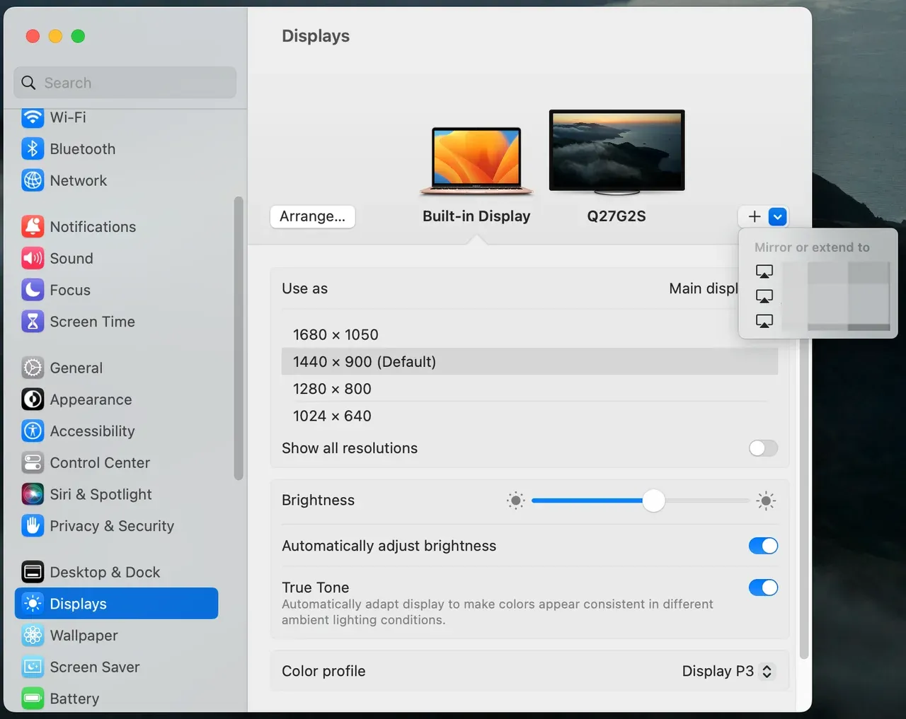 check Mac's Display settings