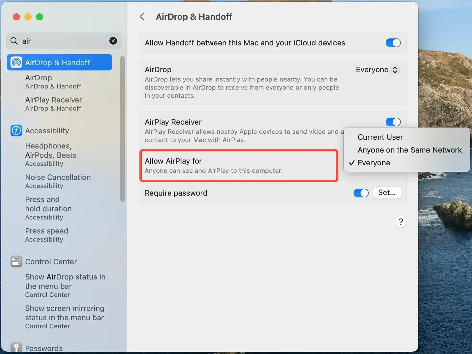 set access on Mac