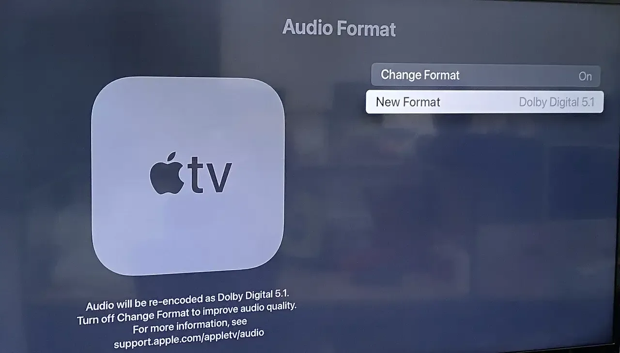 Stereo or Dolby Digital option on Apple TV