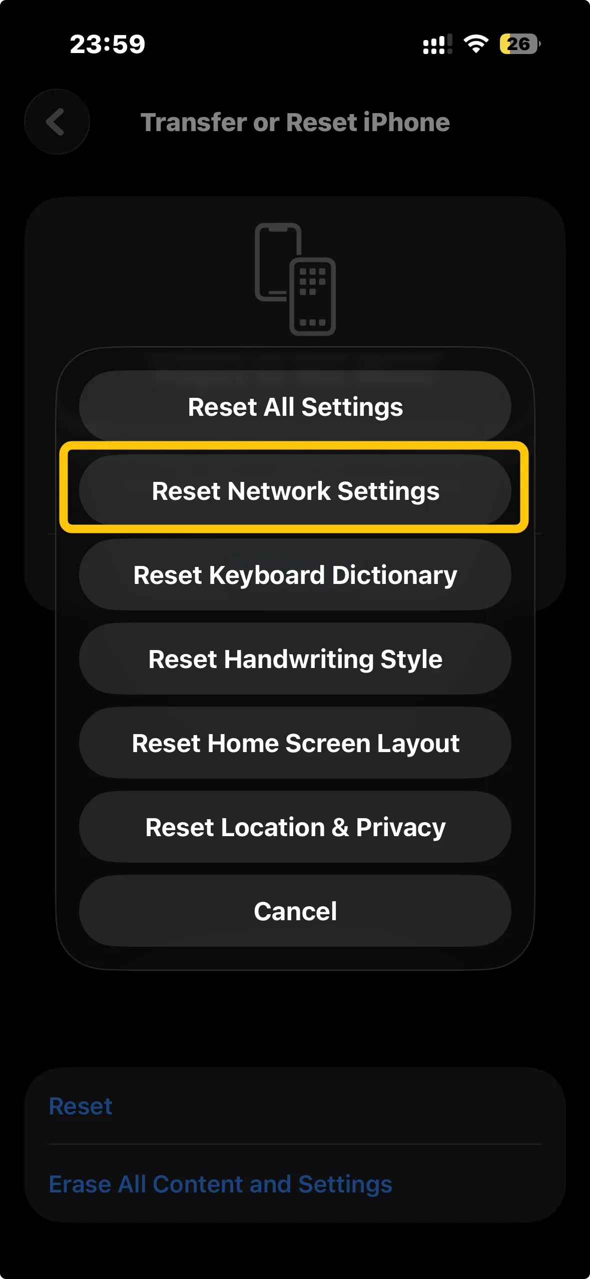 Reset Network Settings on iPhone