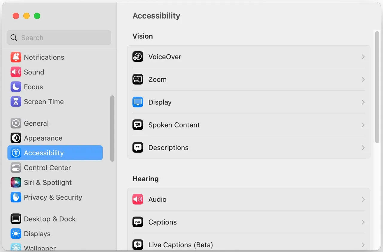 choose Accessibility
