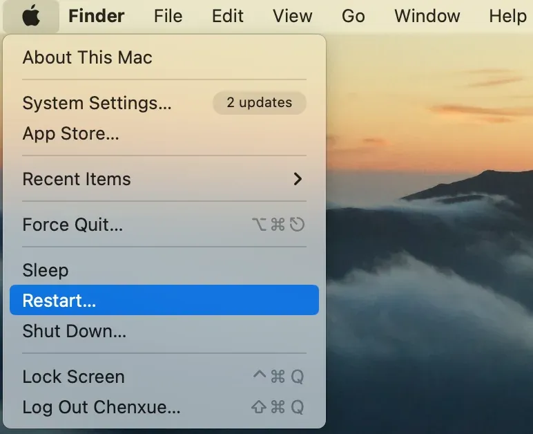 restart Mac