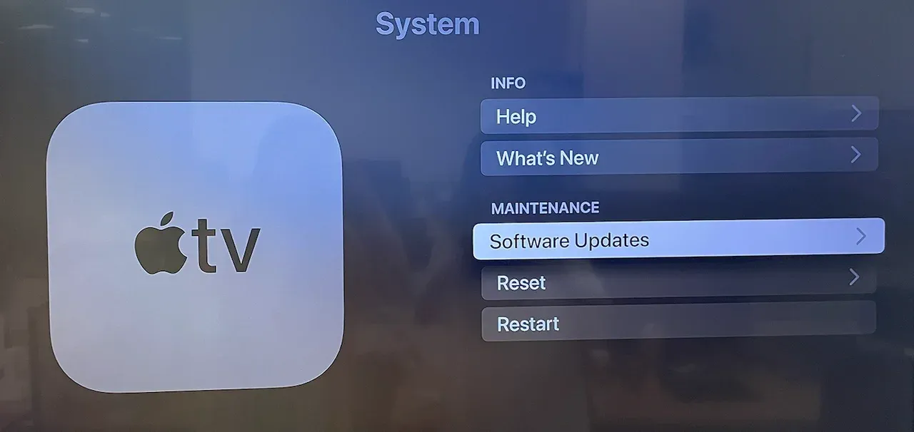 check updates on Apple TV