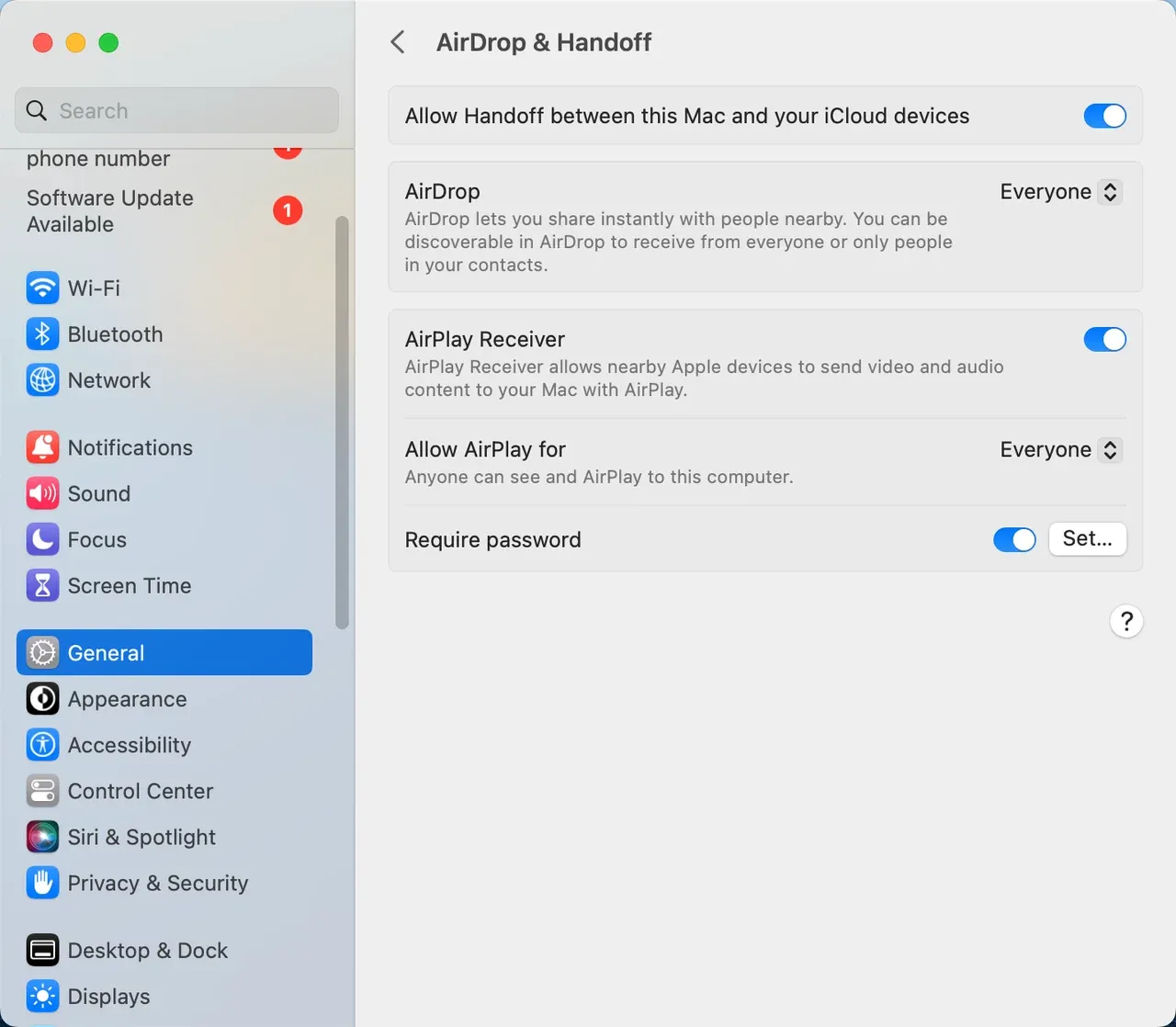 enable AirPlay Receiver on Mac