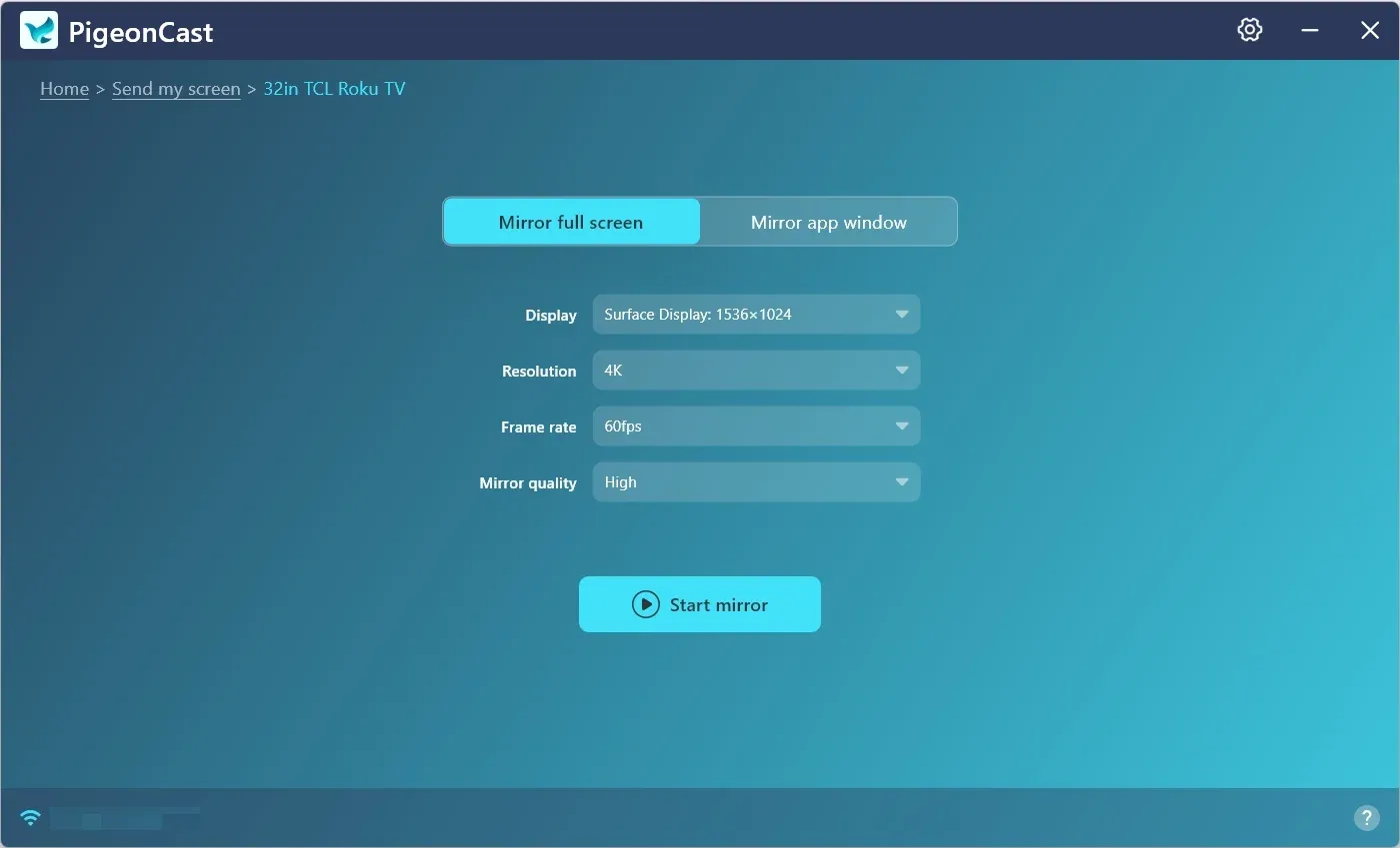 connect Windows PC to Roku via PigeonCast