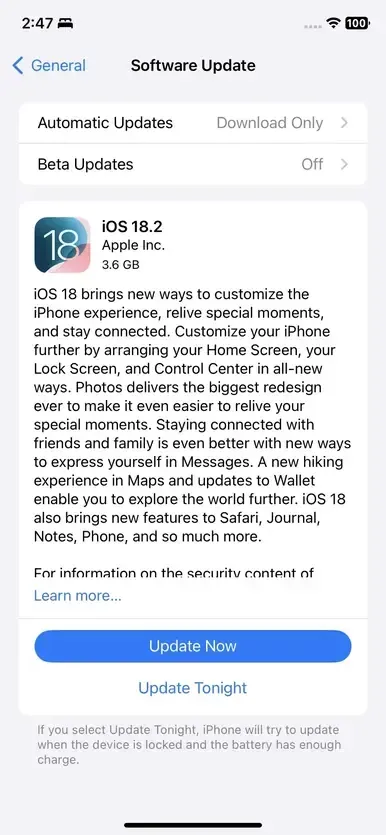 check the software update on iPhone