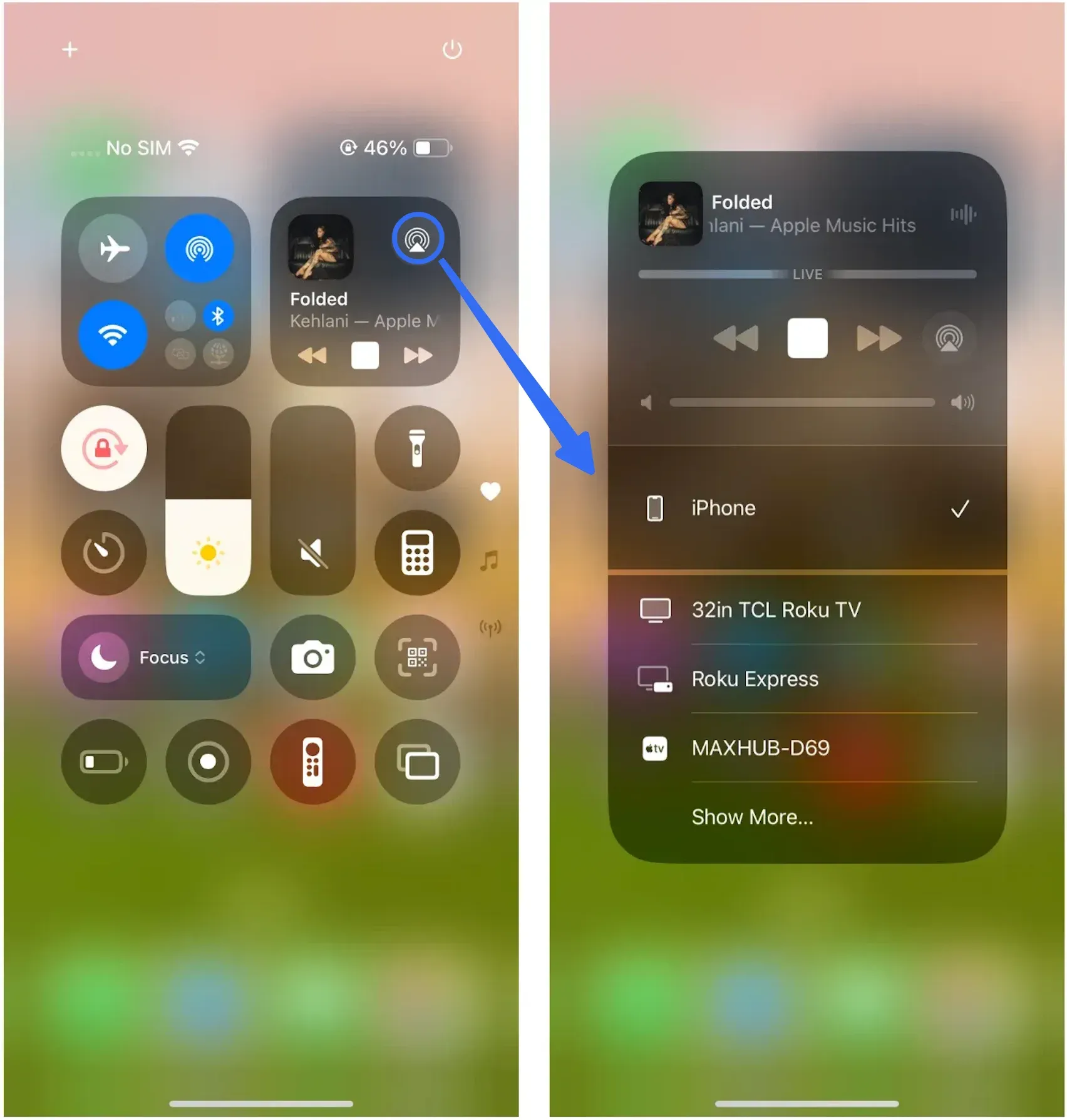 how to AirPlay a song from iPhone
