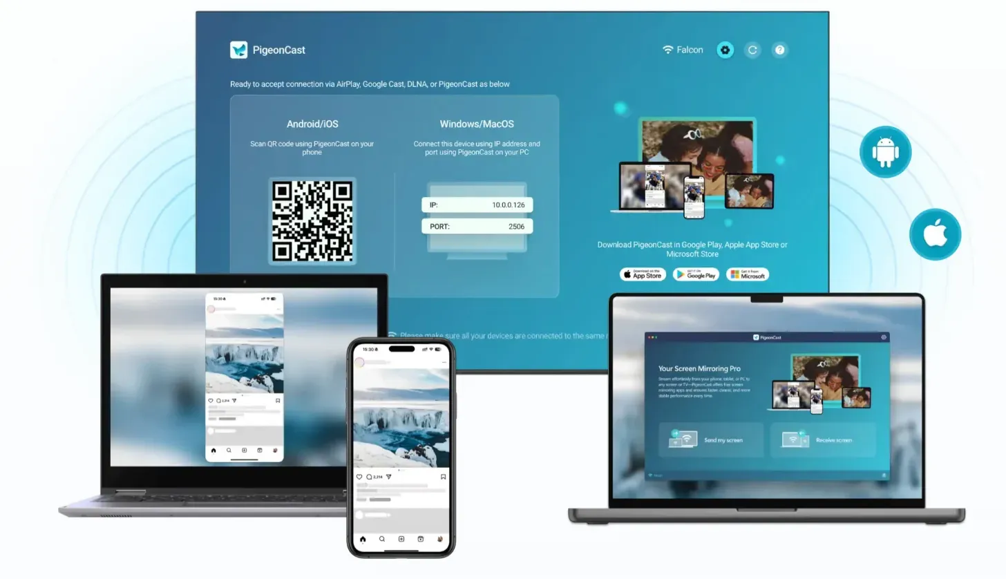 PigeonCast screen mirroring app