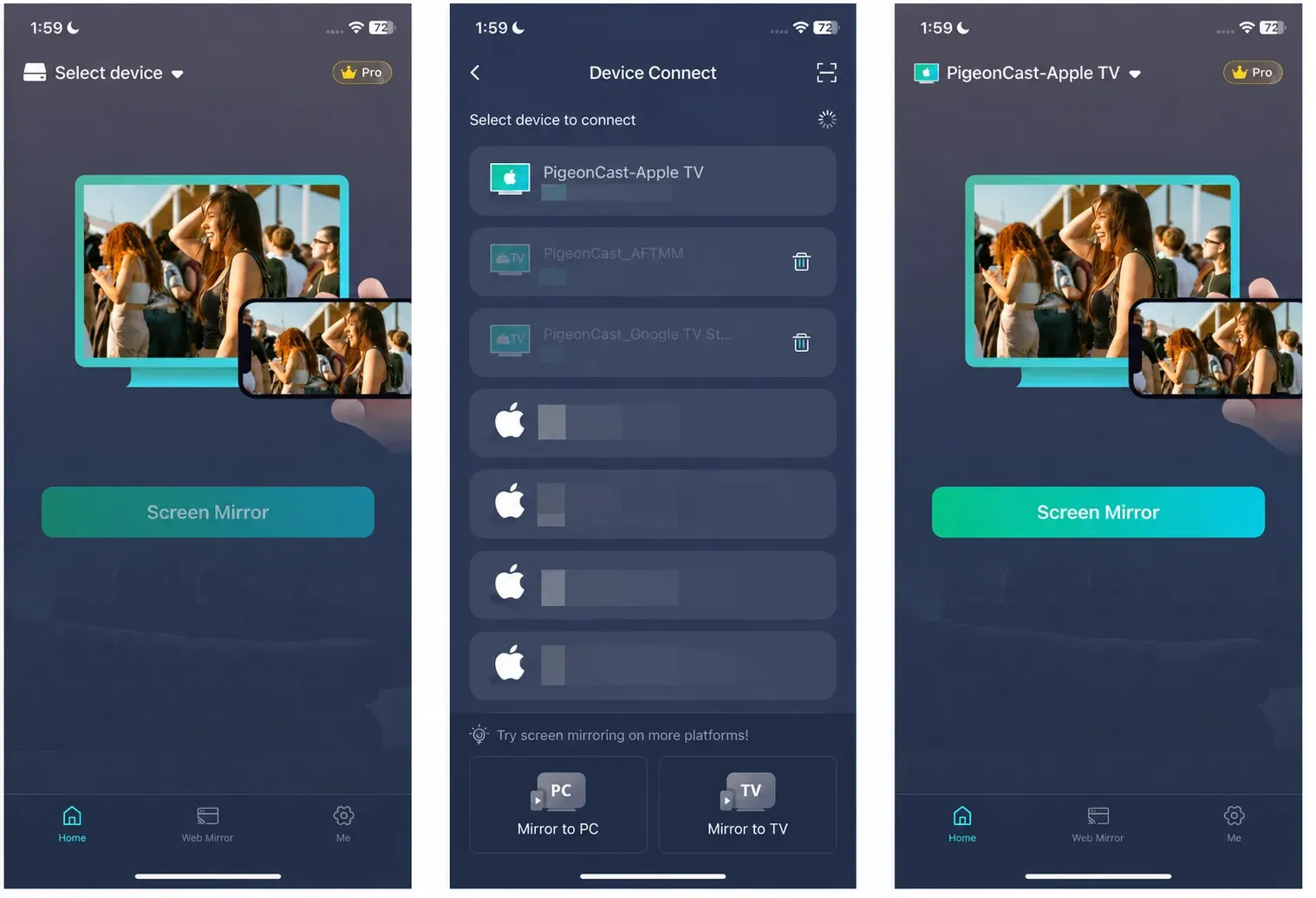 how to screen mirror wirelessly with PigeonCast