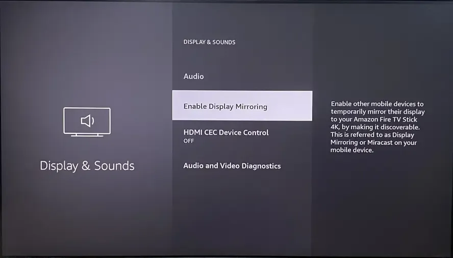 Screen mirroring option on FireStick