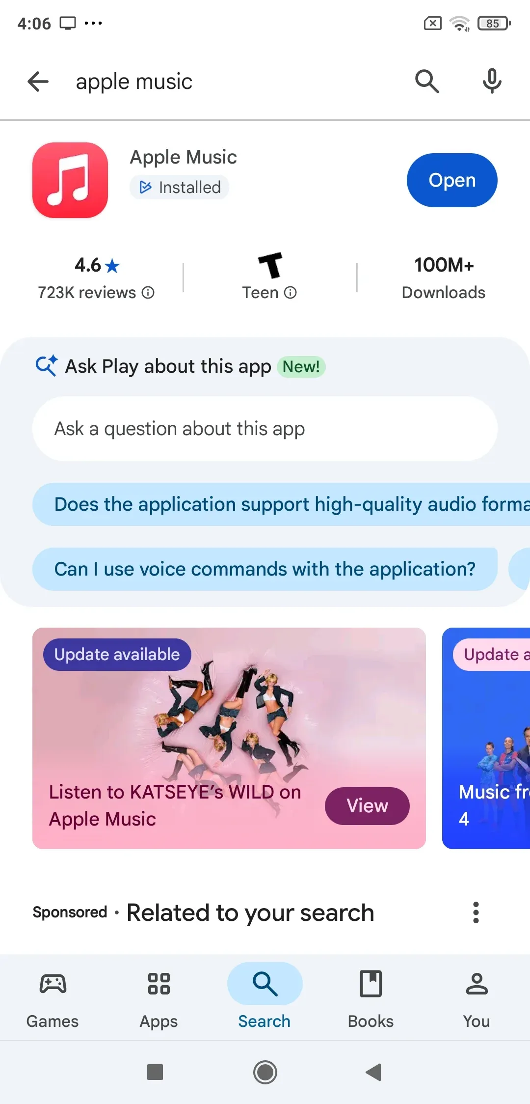 find Apple Music in Google Play
