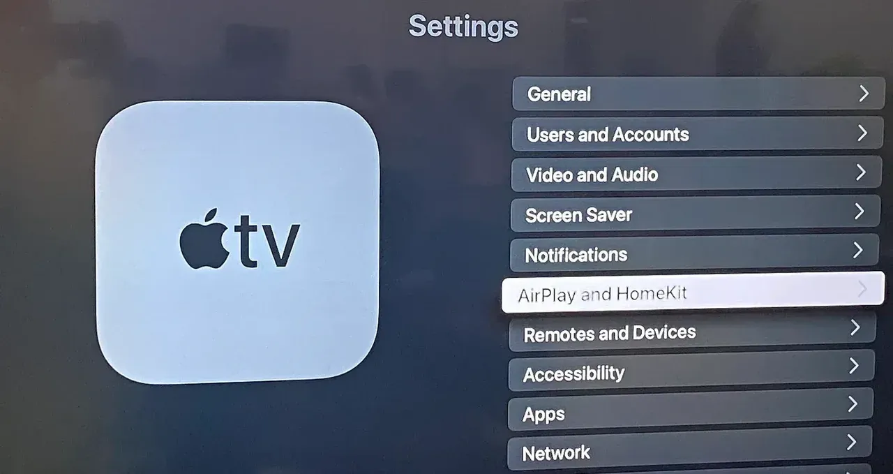 choose AirPlay and HomeKit on Apple TV