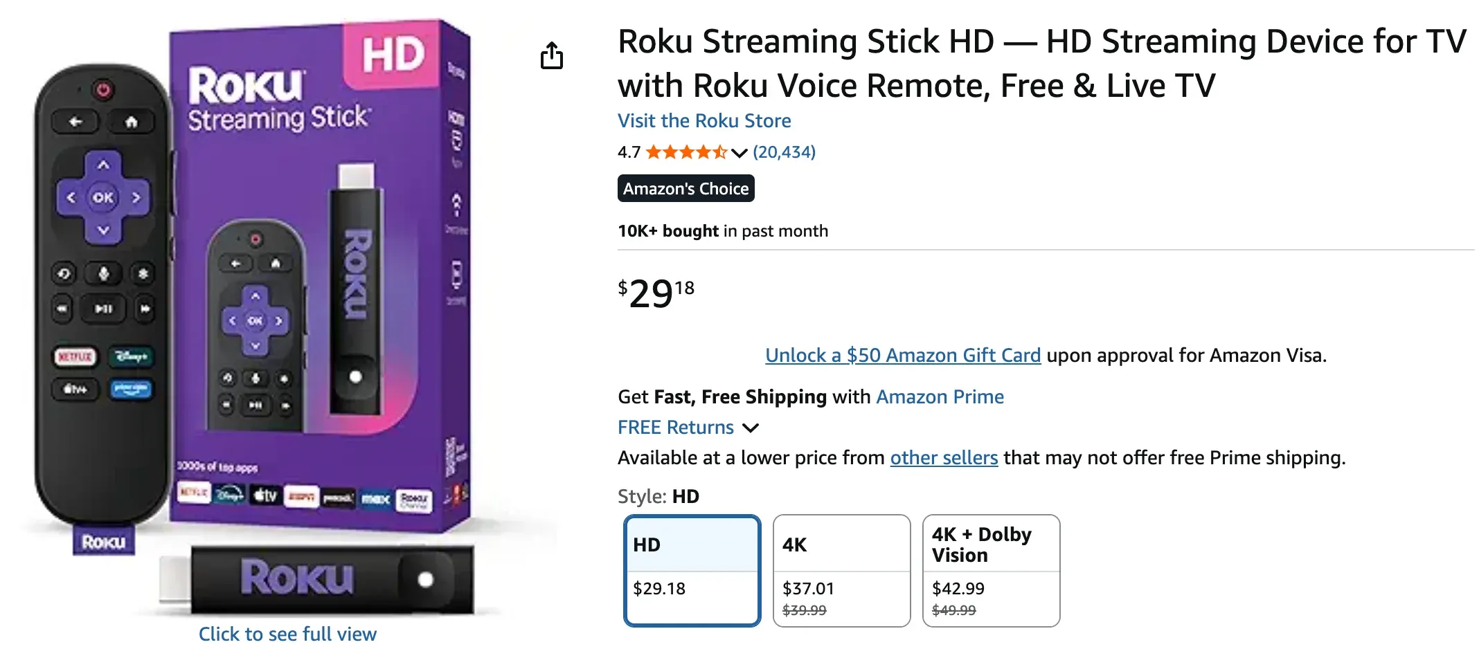 how much a Roku device is on Amazon