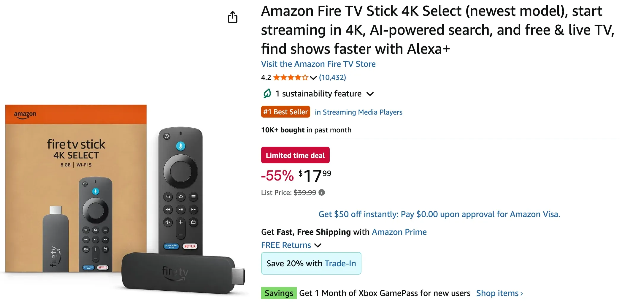 how much a Fire TV Stick is on Amazon