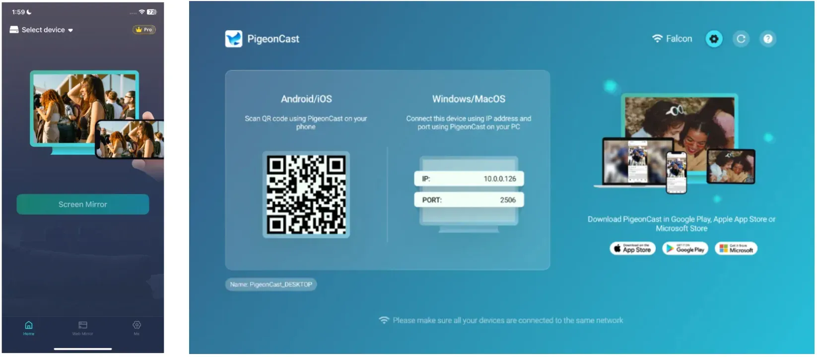 install PigeonCast on iPhone and TV