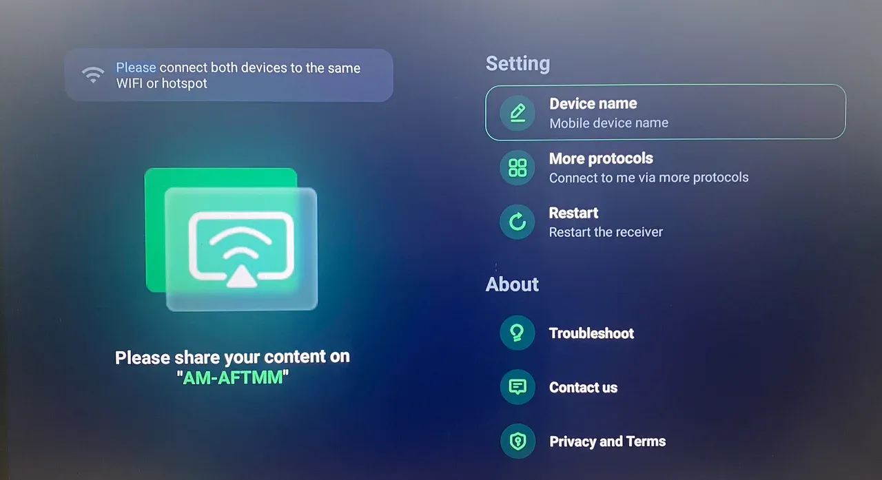 AirPlay für Fire TV App öffnen