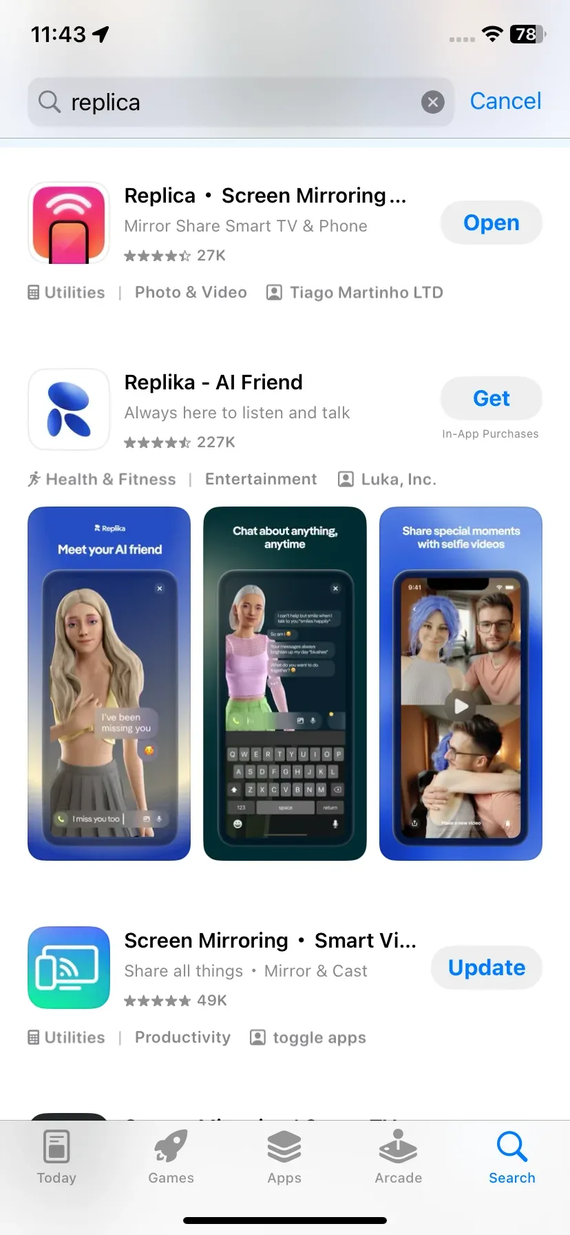 Replica im App Store auf dem iPhone finden