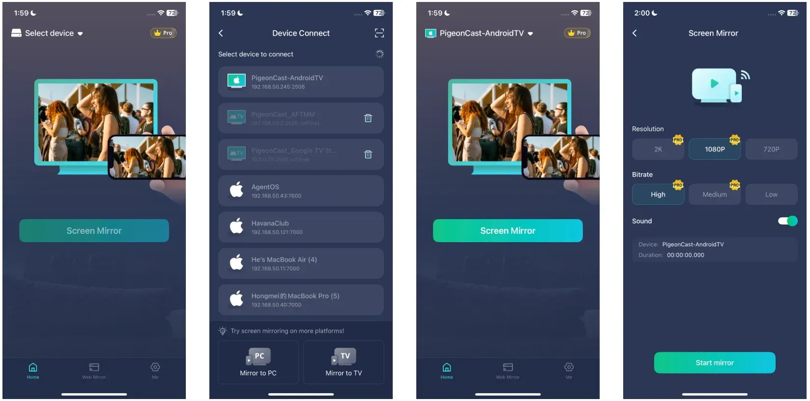 how to screen mirror from iPhone with PigeonCast