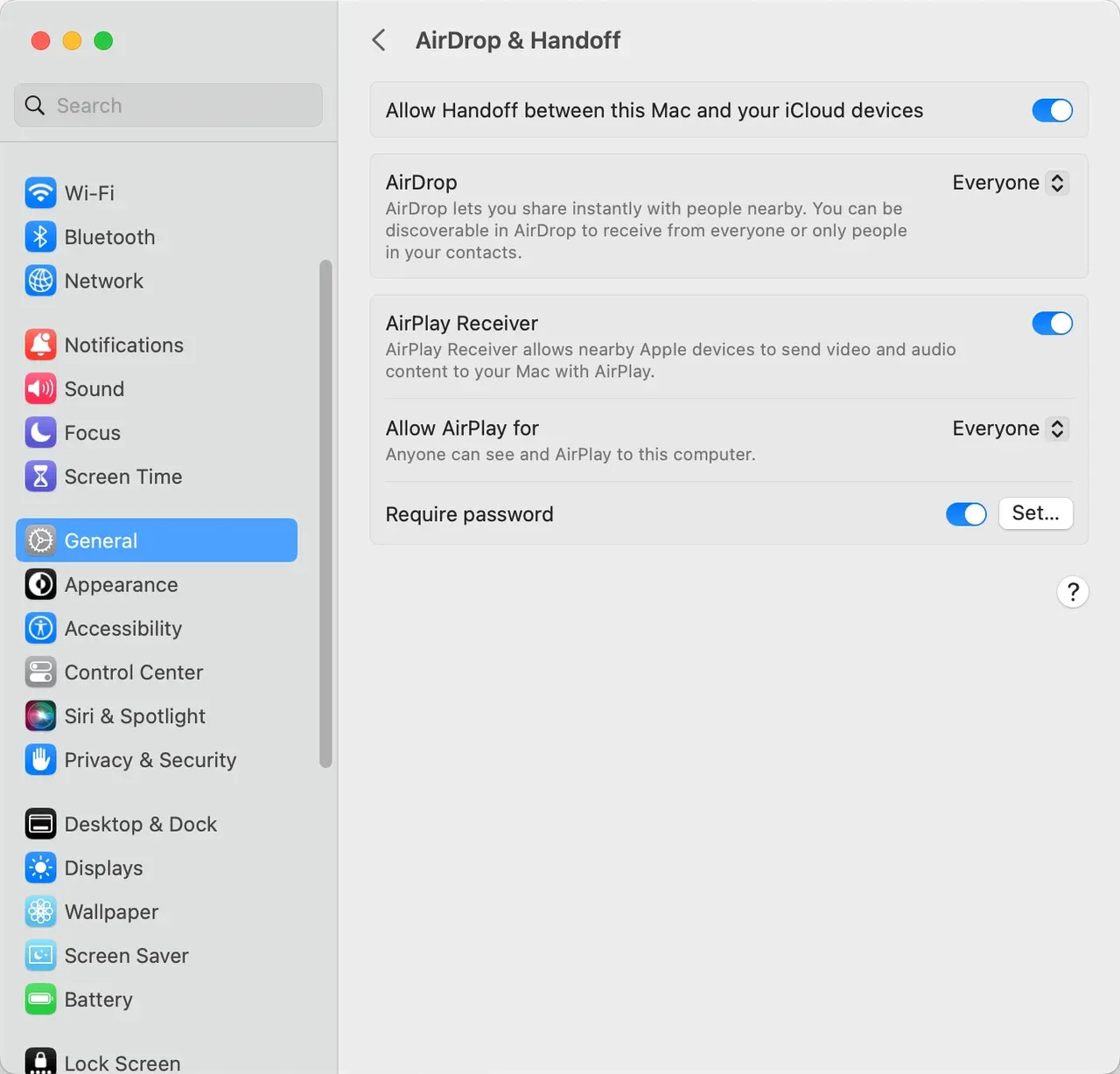 enable AirPlay Receiver on Mac