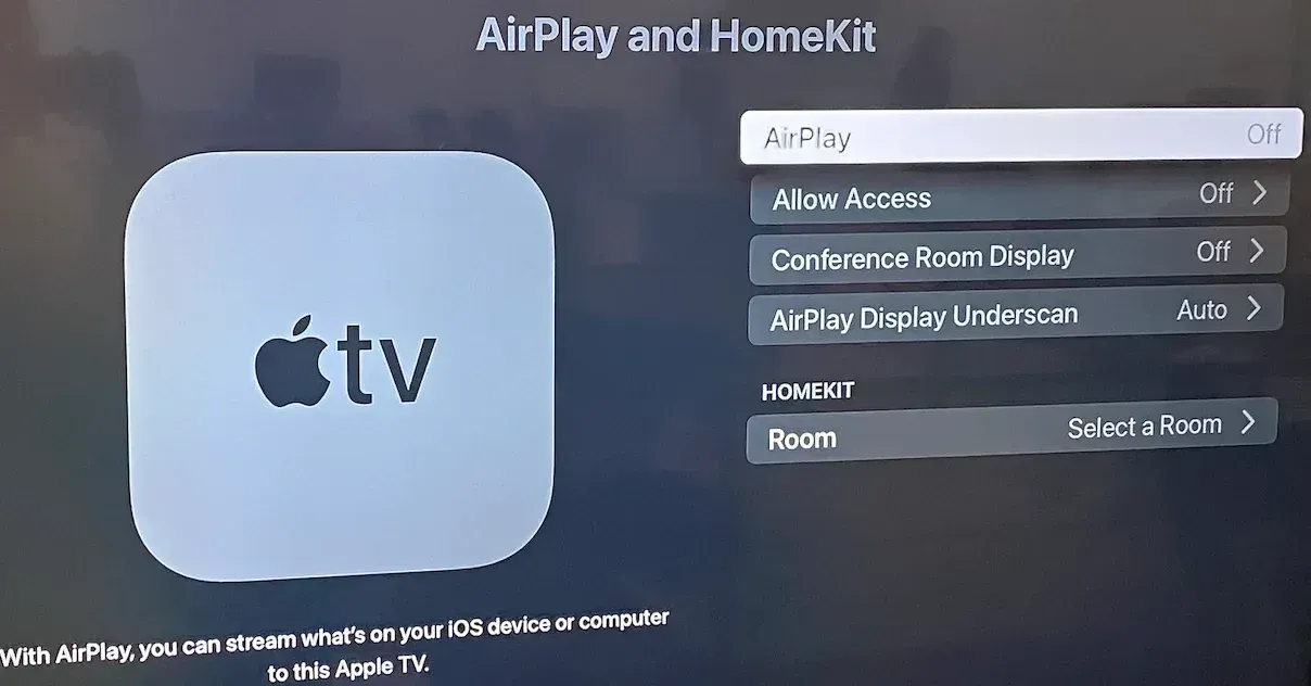 turn AirPlay off on TV