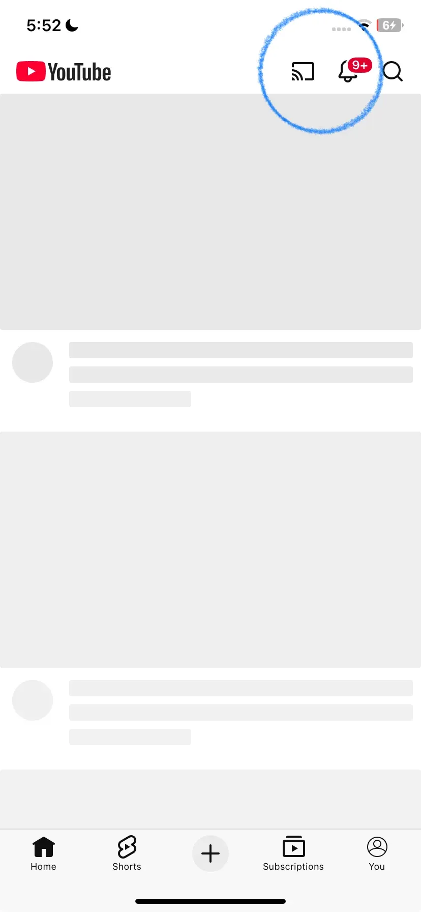 find YouTube's Cast icon on iPhone