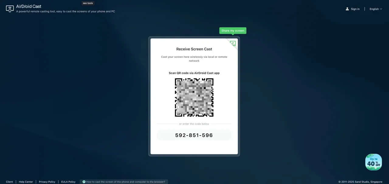 AirDroid Cast on web