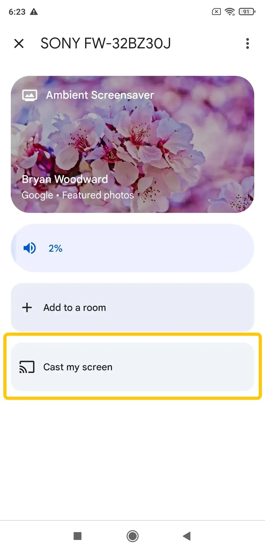 Cast my screen in Google Home