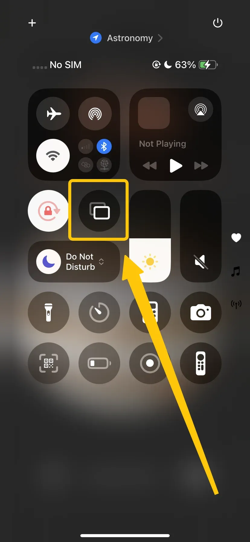 Screen Mirroring in the Control Center