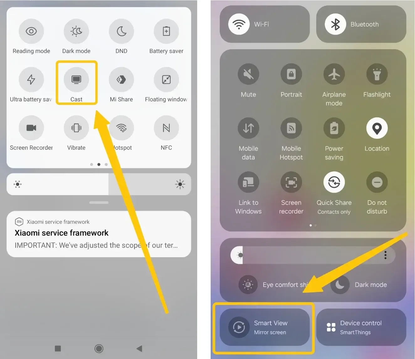 Cast option on Android