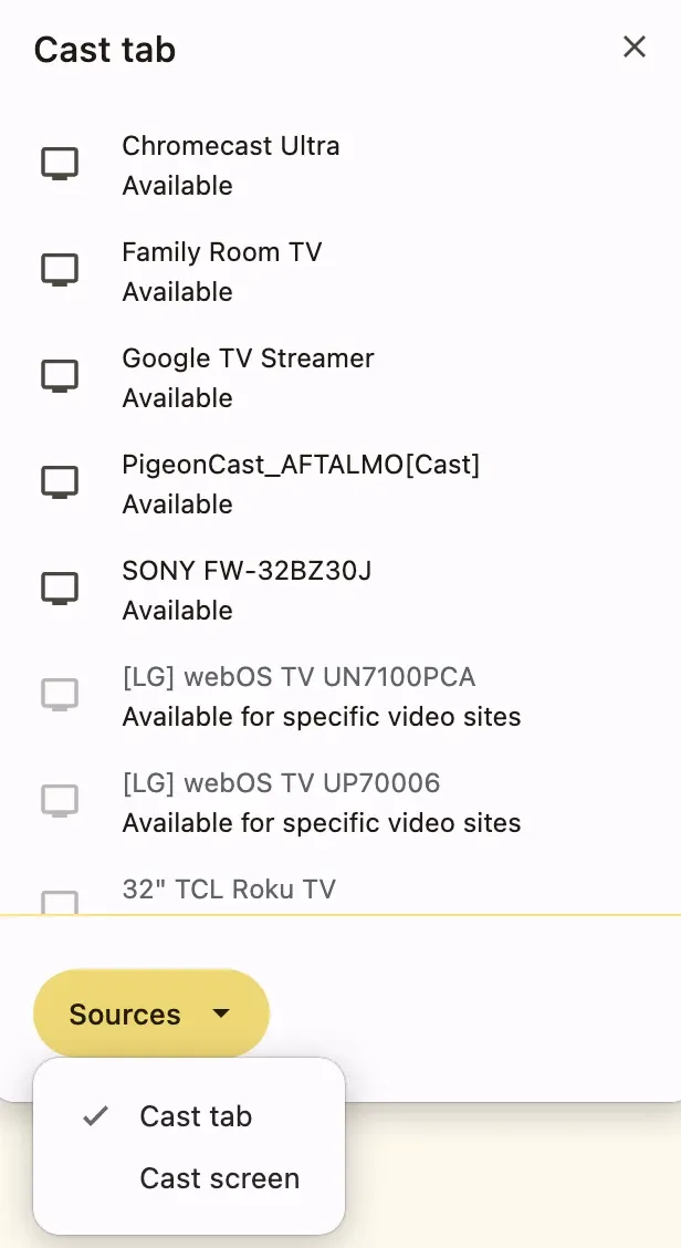 choose cast tab from Chrome