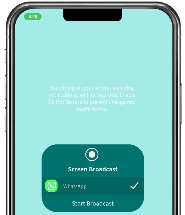 screen sharing iPhone via WhatsApp video call
